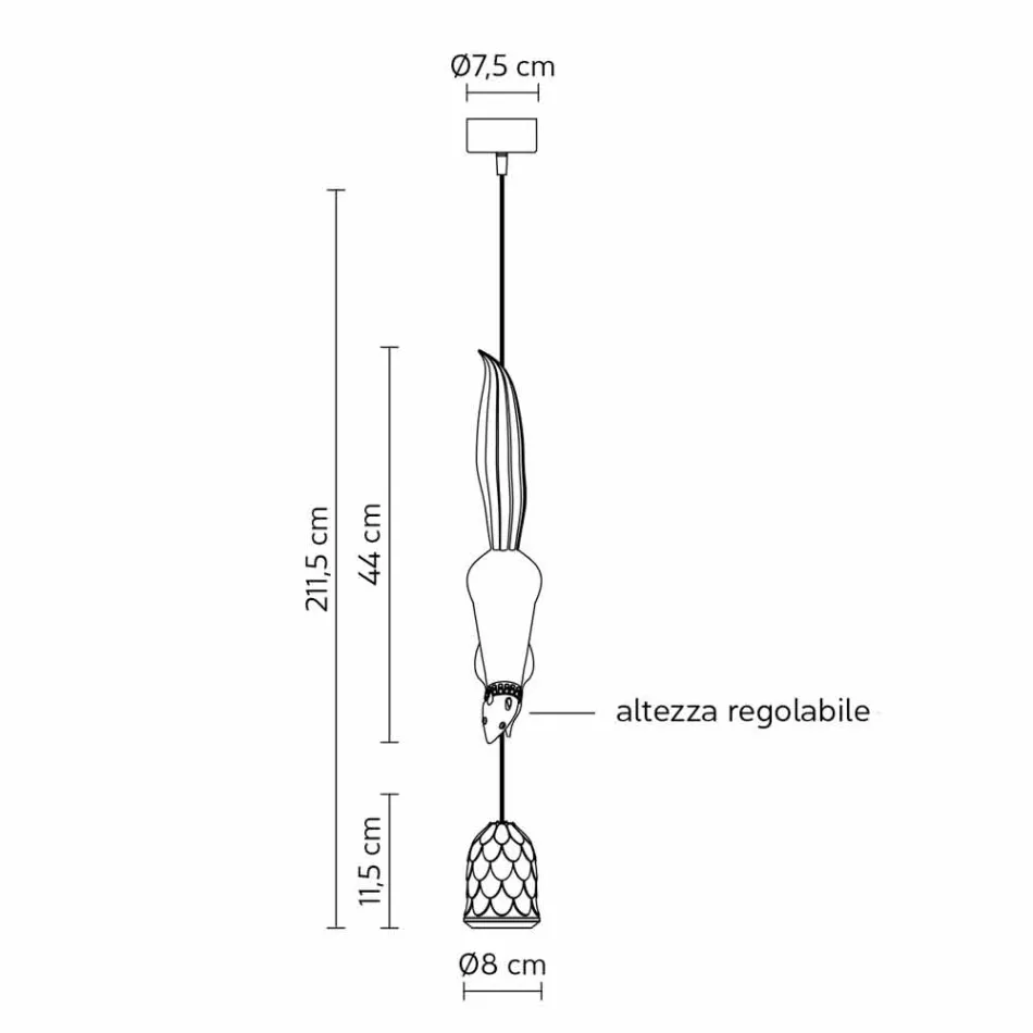 Lampă suspendată din ceramică albă mată cu veveriță și ghindă - veveriță Viadurini