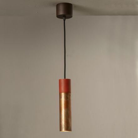 Lampă suspendată din ceramică și cupru realizată manual în Italia - Toscot Match Viadurini
