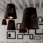 Lampă suspendată din in de antracit cu design intern tipărit 2 dimensiuni - Bramosia Viadurini