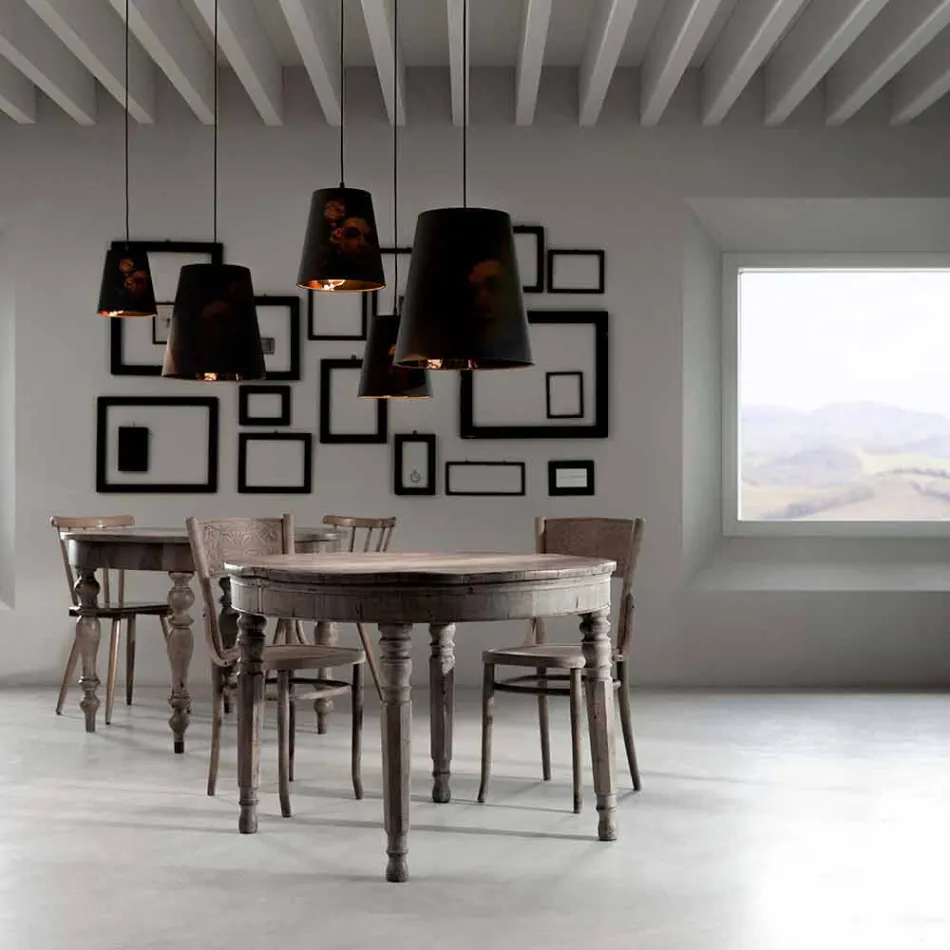 Lampă suspendată din in de antracit cu design intern tipărit 2 dimensiuni - Bramosia Viadurini