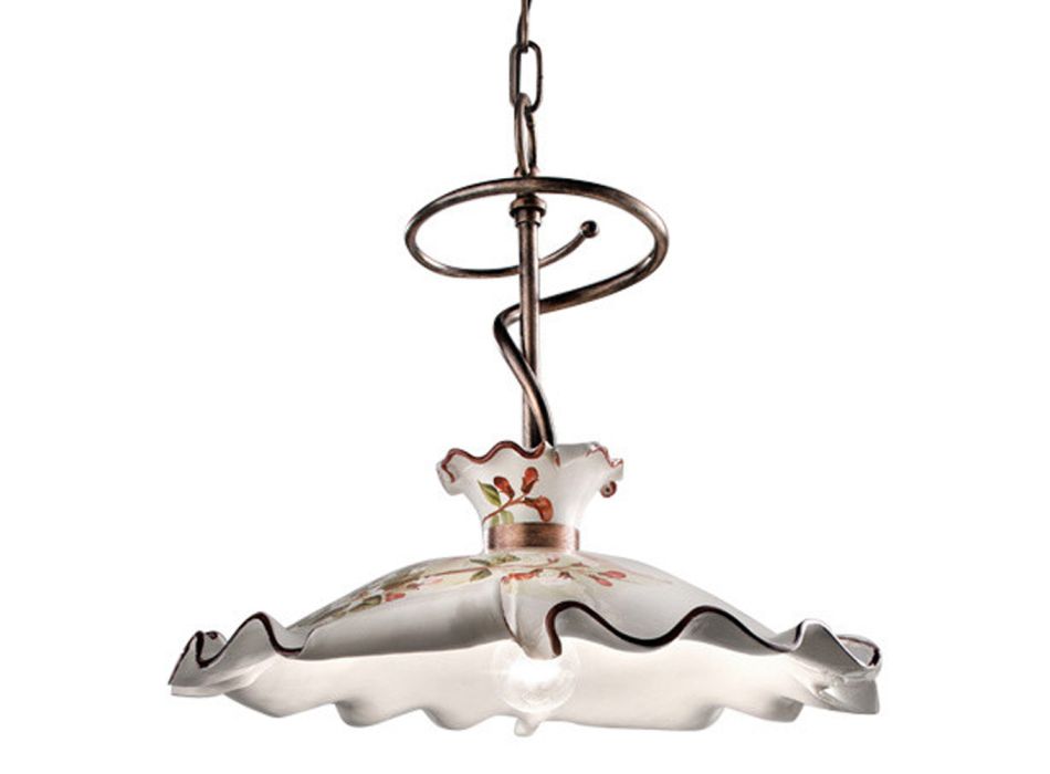 Lampa suspendata din metal si ceramica decorata pictata manual - Milano Viadurini