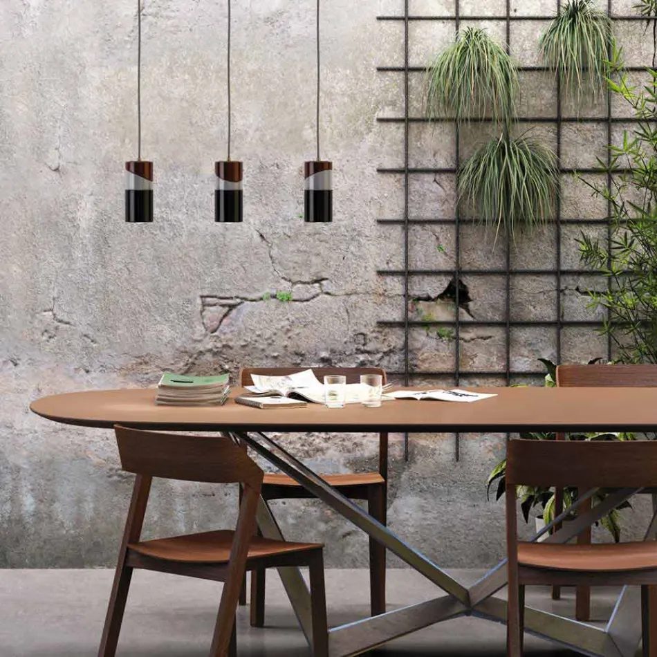 Lampă suspendată din alamă și ceramică modernă colorată realizată în Italia Asia Viadurini