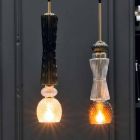Lampă suspendată din sticlă de Murano cu cablu din țesătură Fabricată în Italia - Missi Viadurini