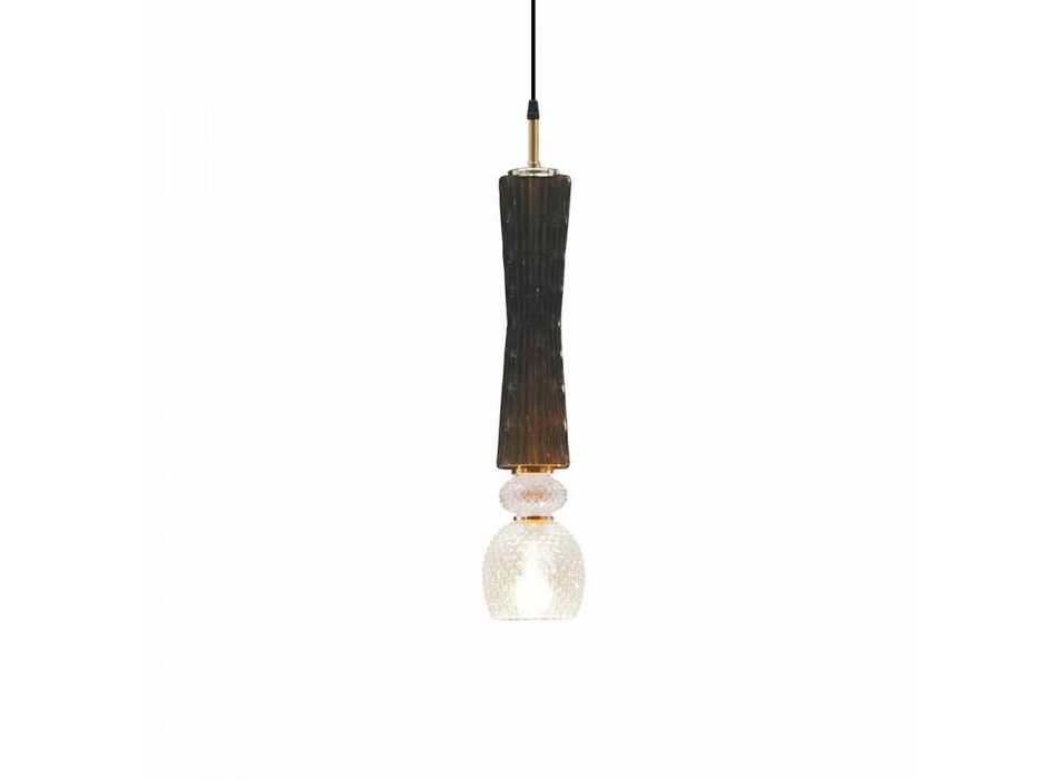 Lampă suspendată din sticlă de Murano cu cablu din țesătură Fabricată în Italia - Missi Viadurini