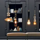 Lampă suspendată din sticlă de Murano și țesătură Made in Italy - Missi Viadurini