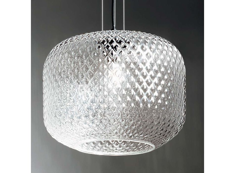 Lampa suspendata din sticla suflata chihlimbar, fumata sau transparenta - Ballottone Viadurini
