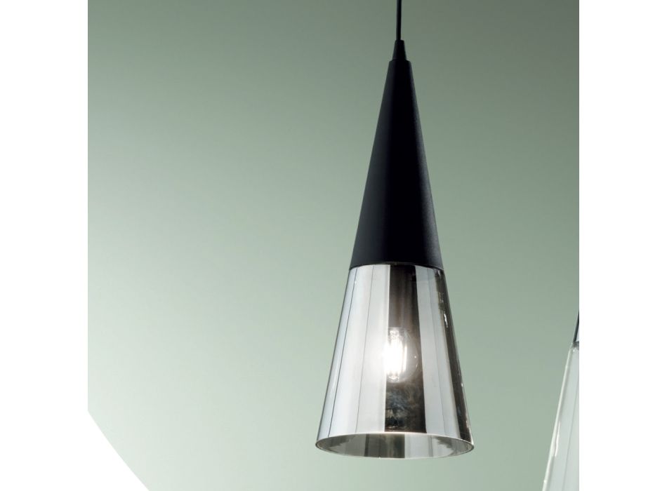 Lampă suspendată din sticlă suflată cu structură metalică - Trentino Viadurini