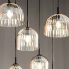 Lampă suspendată din sticlă suflată cu dungi și metal vopsit - Giuliano Viadurini