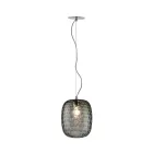 Lampă suspendată din sticlă venețiană și metal cromat, fabricată în Italia - Calima Viadurini