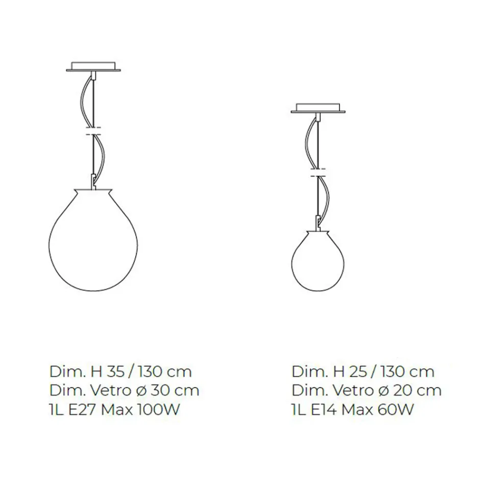 Lampă suspendată din sticlă venețiană suflată manual - Balon Viadurini