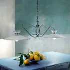 Lampa Liniara Suspendata 2 Lumini Ceramica Efect Broderie Artizanala - Ravenna Viadurini