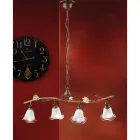 Lampa Liniara Suspendata 4 Lumini din Fier, Sticla si Ceramica Trandafiri - Siena Viadurini