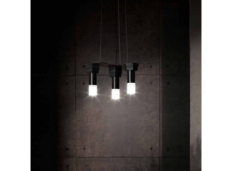 Lampă suspendată modernă din metal negru mat și plexiglas Fabricat în Italia - Dalbo Viadurini
