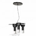 Lampă suspendată modernă din metal negru mat și plexiglas Fabricat în Italia - Dalbo