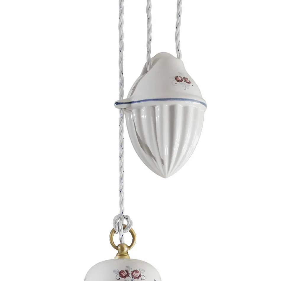 Lampă cu suspendare din ceramică realizată manual din ceramică și fier - Roma Viadurini