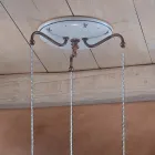 Suspensie rotunda din Fier, Sticla, Ceramica Pictata Manual - Ferrara Viadurini