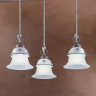 Suspensie rotunda din Fier, Sticla, Ceramica Pictata Manual - Ferrara Viadurini