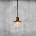 Lampa suspendată vintage cu reflector din alamă - Guinguette Aldo Bernardi
