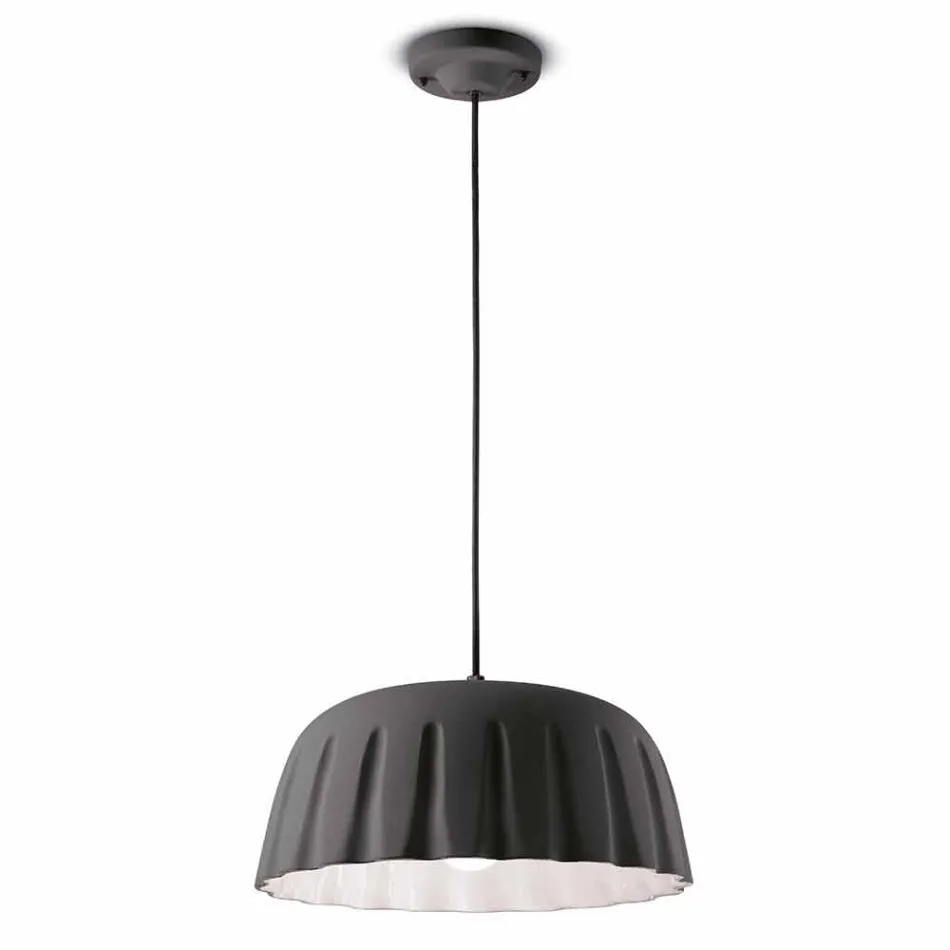 Lampa suspendată din ceramică vintage fabricată în Italia - Ferroluce Madame Grès Viadurini