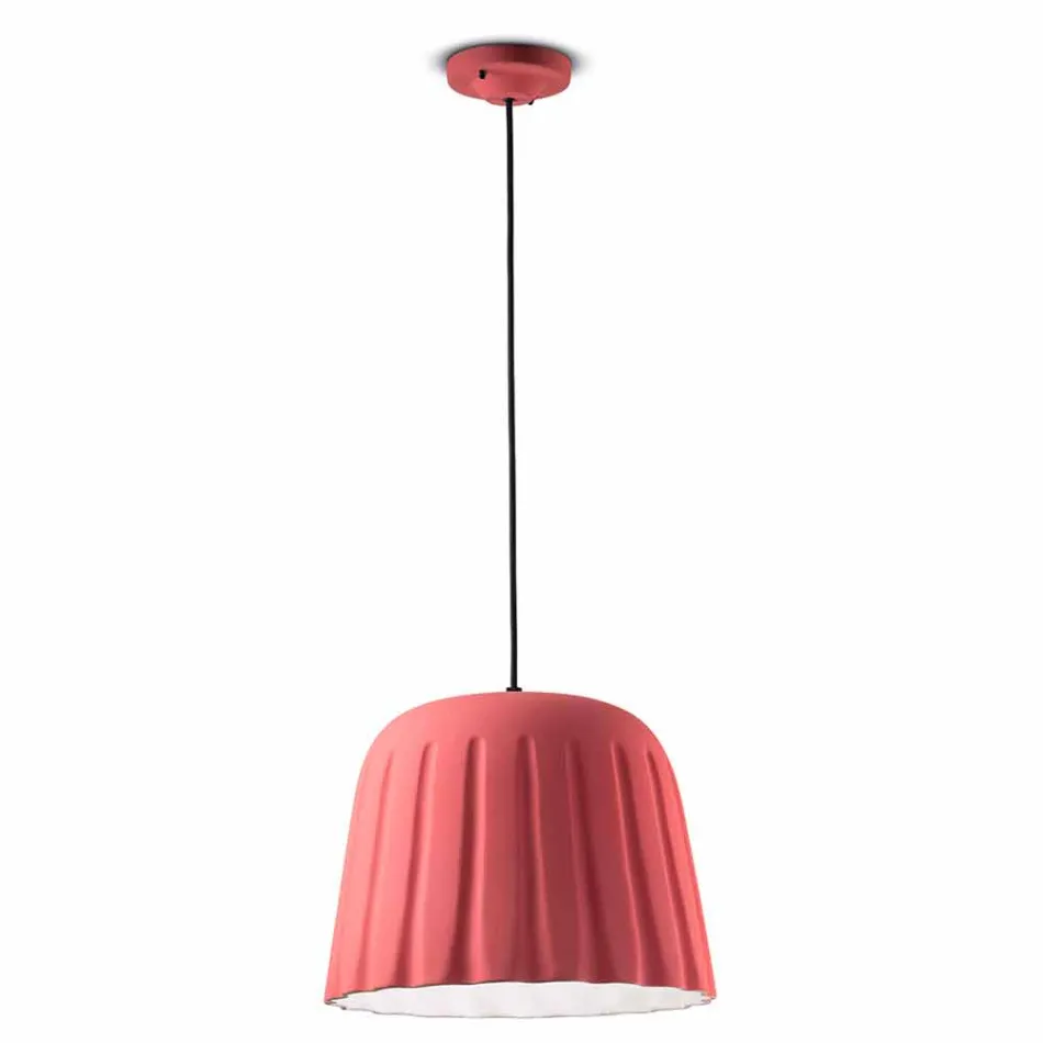 Lampa suspendată din ceramică vintage fabricată în Italia - Ferroluce Madame Grès Viadurini