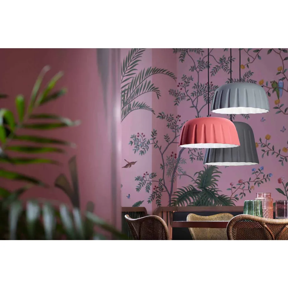 Lampa suspendată din ceramică vintage fabricată în Italia - Ferroluce Madame Grès Viadurini