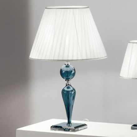 Lampă de masă clasică din sticlă și metal Rigaton lucrate manual - Fievole Viadurini