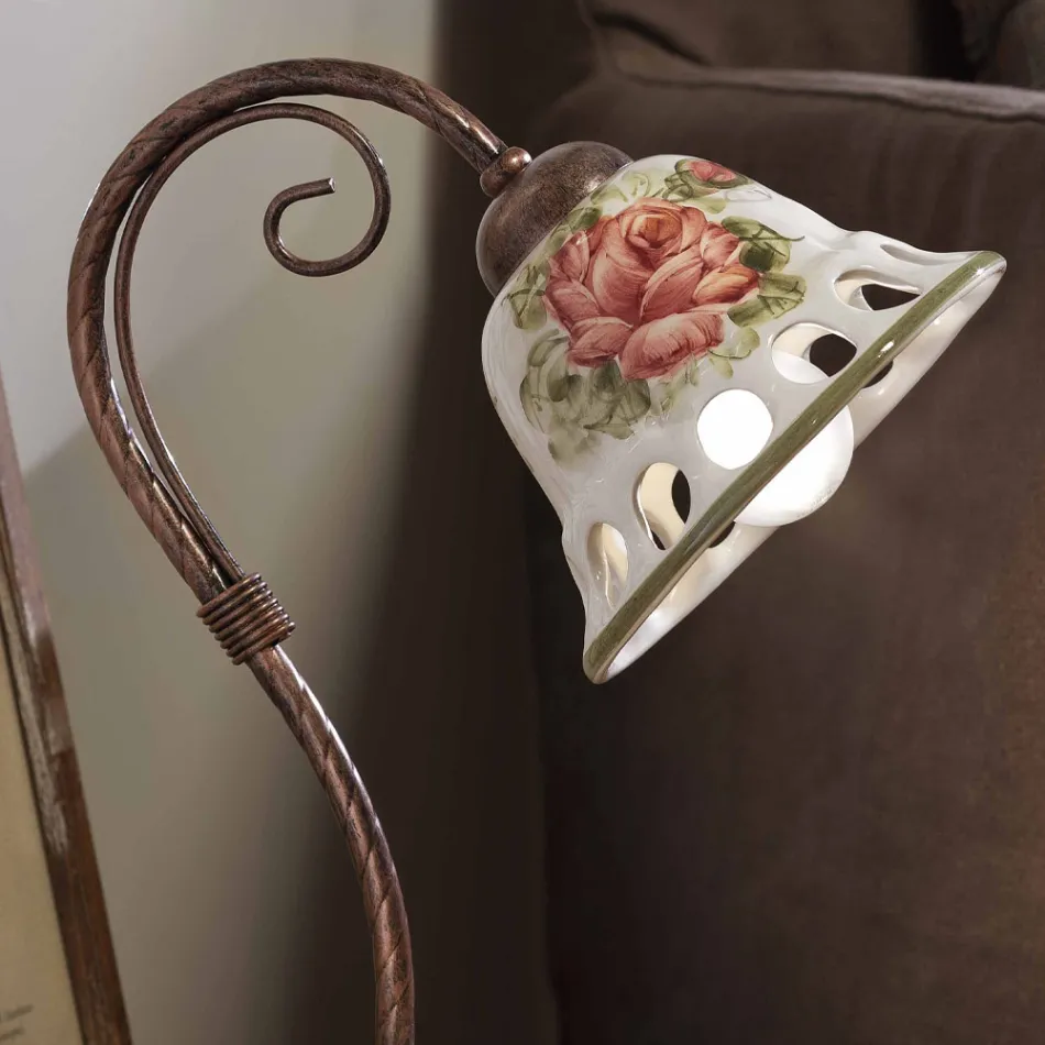 Lampa de Masa din Metal si Ceramica lucrata manual cu Passanastri - Napoli Viadurini