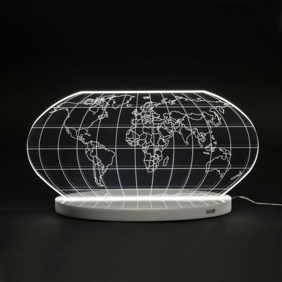 Lampa de Masa Planisphere Led din Cristal Acrilic Gravat Laser - Rihanna Viadurini
