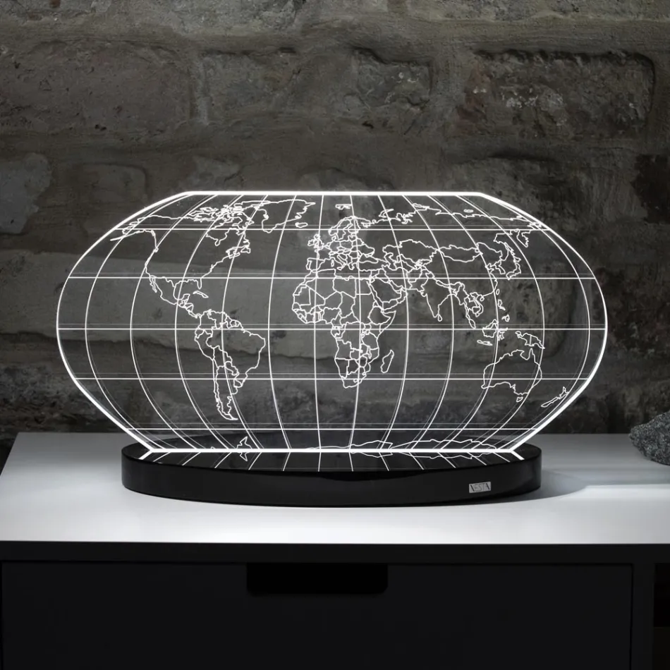 Lampa de Masa Planisphere Led din Cristal Acrilic Gravat Laser - Rihanna Viadurini