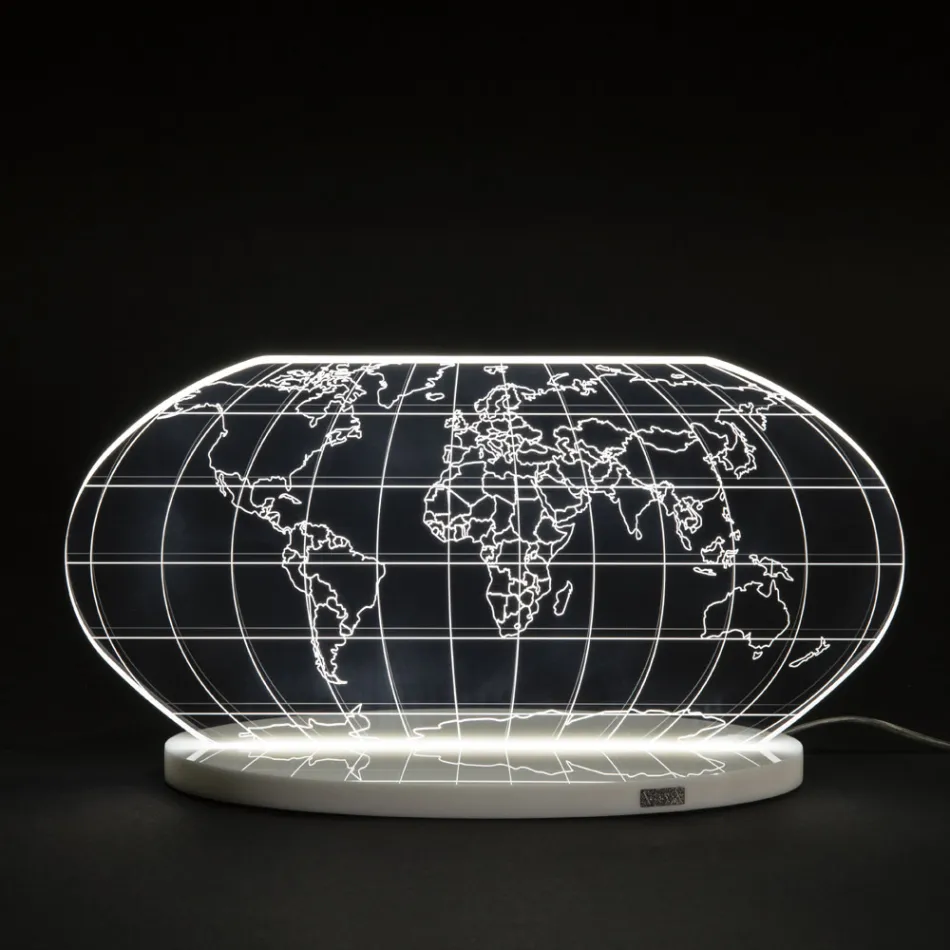 Lampa de Masa Planisphere Led din Cristal Acrilic Gravat Laser - Rihanna Viadurini