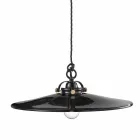 epocă lampă lustruit suspensie ceramică și șuruburi de aur Betty Viadurini