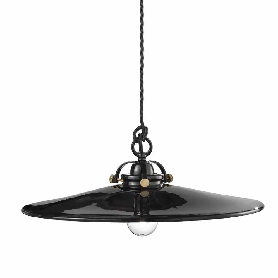 epocă lampă lustruit suspensie ceramică și șuruburi de aur Betty Viadurini