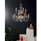Candelabru clasic 12 lumini din sticlă și metal italian realizat manual - Memore Viadurini
