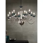 Candelabru clasic cu 12 lumini din sticlă, cristal și metal de lux - Flandra Viadurini