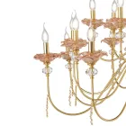 Candelabru clasic cu 12 lumini din sticlă, cristal și metal de lux - Flandra Viadurini
