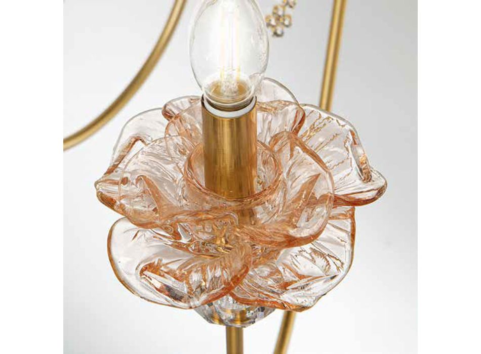 Candelabru clasic cu 12 lumini din sticlă, cristal și metal de lux - Flandra Viadurini