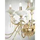 Candelabru clasic cu 12 lumini din sticlă, cristal și metal de lux - Flandra Viadurini
