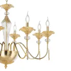 Candelabru clasic cu 12 lumini din sticlă, cristal și metal de lux - Flandra Viadurini