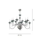 Candelabru clasic cu 12 lumini din sticlă, cristal și metal de lux - Flandra Viadurini