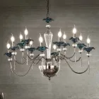 Candelabru clasic cu 12 lumini din sticlă, cristal și metal de lux - Flandra Viadurini