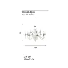 Candelabru clasic cu 12 lumini din sticla lucrata manual si cristal - Mariangela Viadurini
