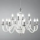 Candelabru clasic cu 12 lumini din sticla lucrata manual si cristal - Mariangela Viadurini