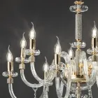 Candelabru clasic 12 lumini din sticla italiana lucrata manual - Similo Viadurini