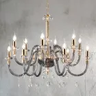 Candelabru clasic 12 lumini din sticla italiana lucrata manual - Similo Viadurini