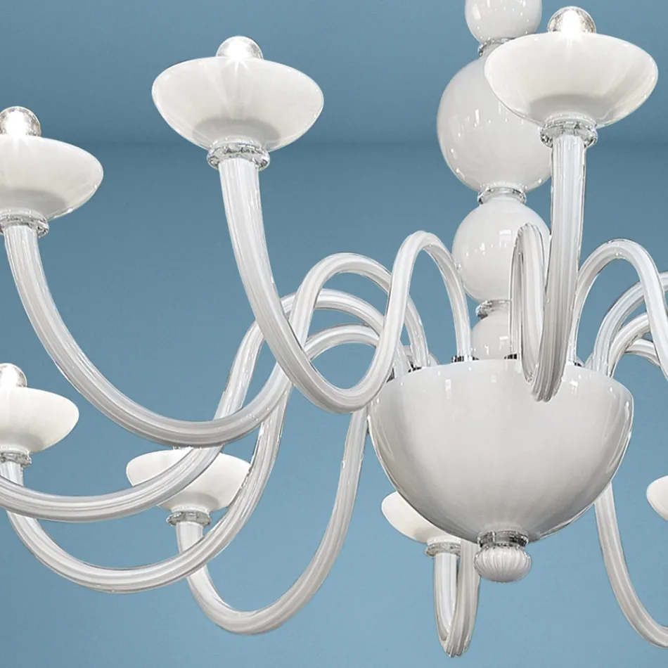 Candelabru cu 12 lumini din sticla si metal Venetia Made in Italy - Foscarino Viadurini