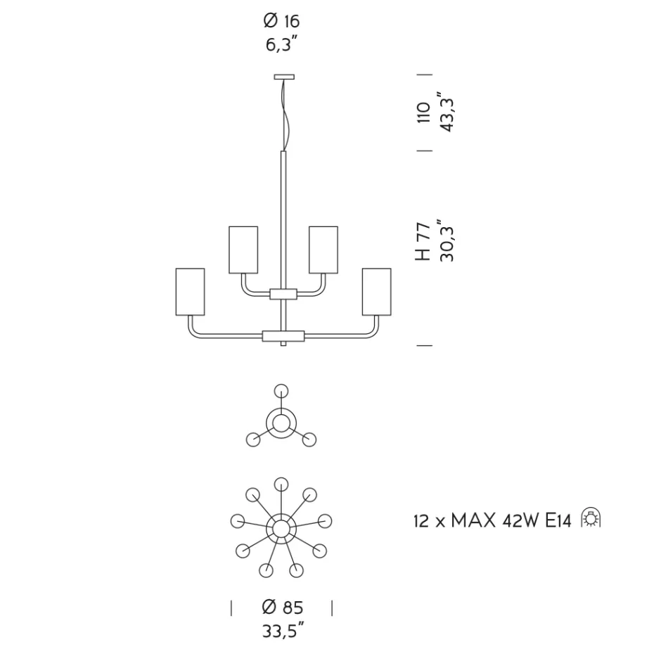 Candelabru cu 12 lumini din sticlă și metal Veneția, fabricat în Italia - Graham Viadurini
