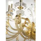 Candelabru cu 12 lumini din sticla suflata si cristal clasic de lux - Cassea Viadurini