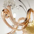 Candelabru cu 12 lumini din sticla suflata si cristal clasic de lux - Cassea Viadurini