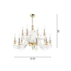Candelabru cu 12 lumini din sticla suflata si cristal clasic de lux - Cassea Viadurini