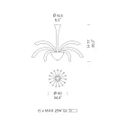 Candelabru cu 15 lumini din sticlă venețiană și metal cromat, fabricat în Italia - Jason Viadurini